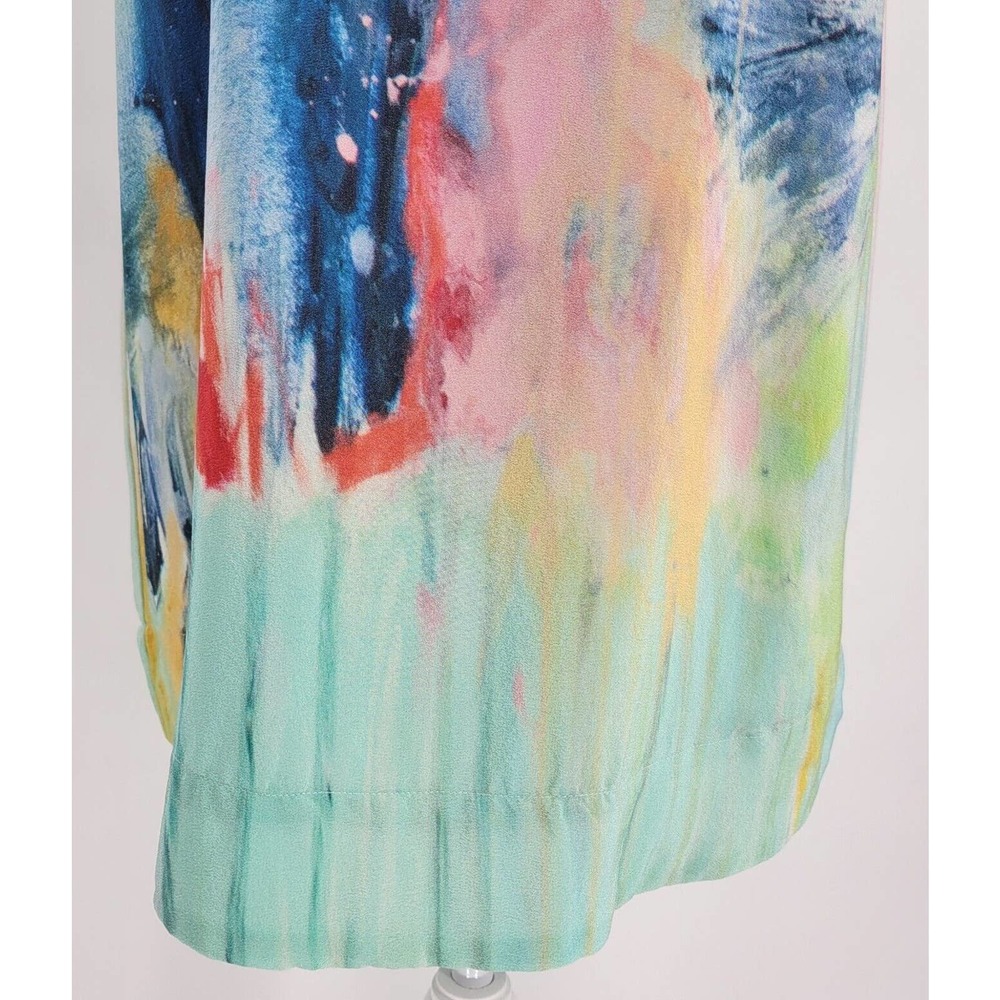 Anthropologie Maeve Painted Silk Watercolor Claire Desjardins Small Mini Dress - Picture 4 of 11